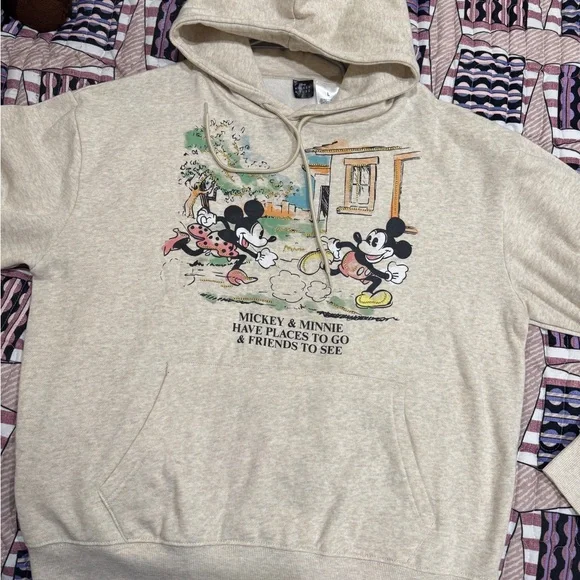 Disney Mickey & Minnie "Places to Go, Friends to See" Hoodie - Heather Beige - Picture 9 of 12